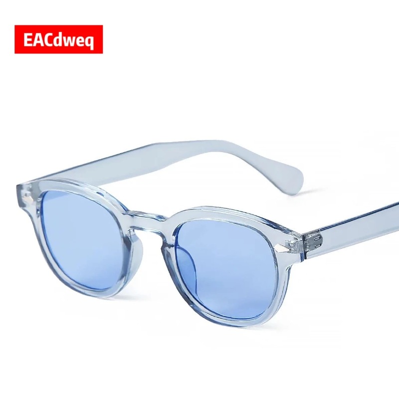 Men'S Fashion Glasses - ファッション透明ブルーラウンドサングラス女性男性レトロリベットシェード小さな正方形サングラス UV400 メガネ