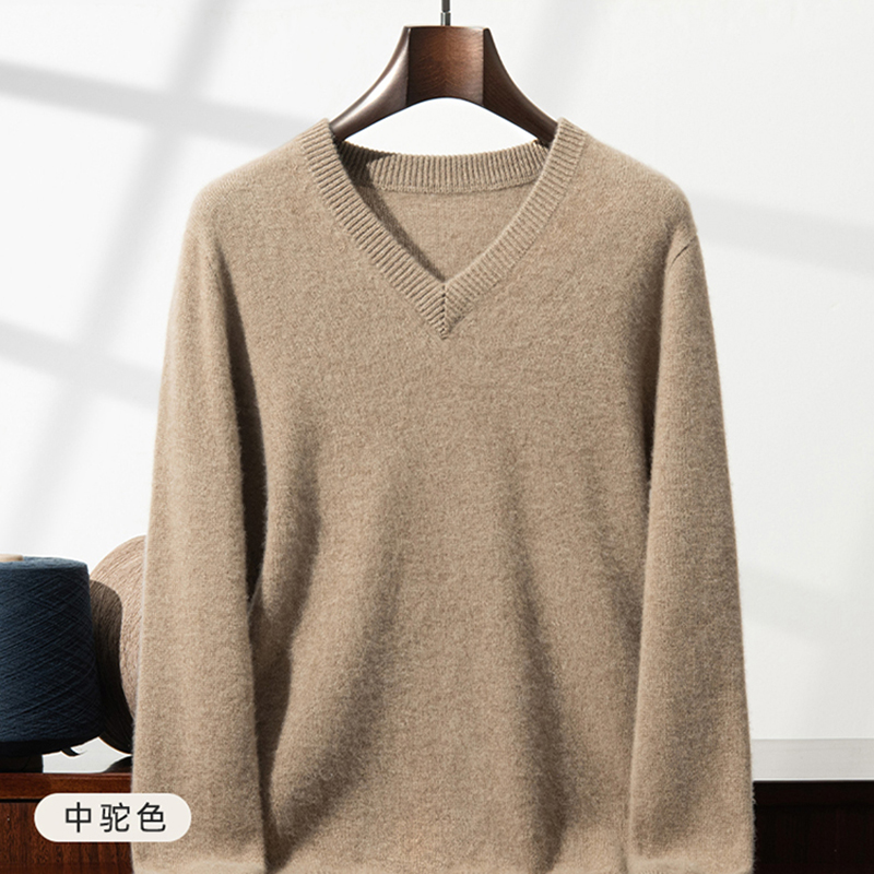 Men'S Fashion V Neck Sweater - 厚手のカシミヤセーター メンズ Vネック ピュアカシミヤセーター メンズファッション ウールセーター
