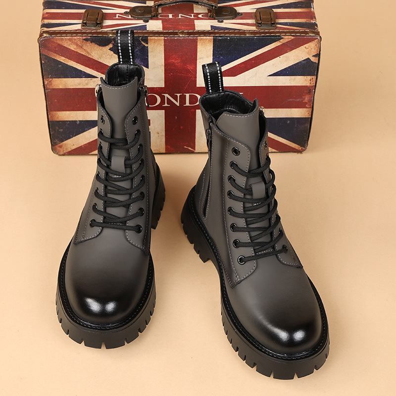 Chelsea Boots Men - メンズカジュアルハイカットバイクブーツ、パーティー・ナイトクラブ用秋冬シューズ、カウボーイ風オリジナルレザーブーツ、デザイナーロングプラットフォームブーツ