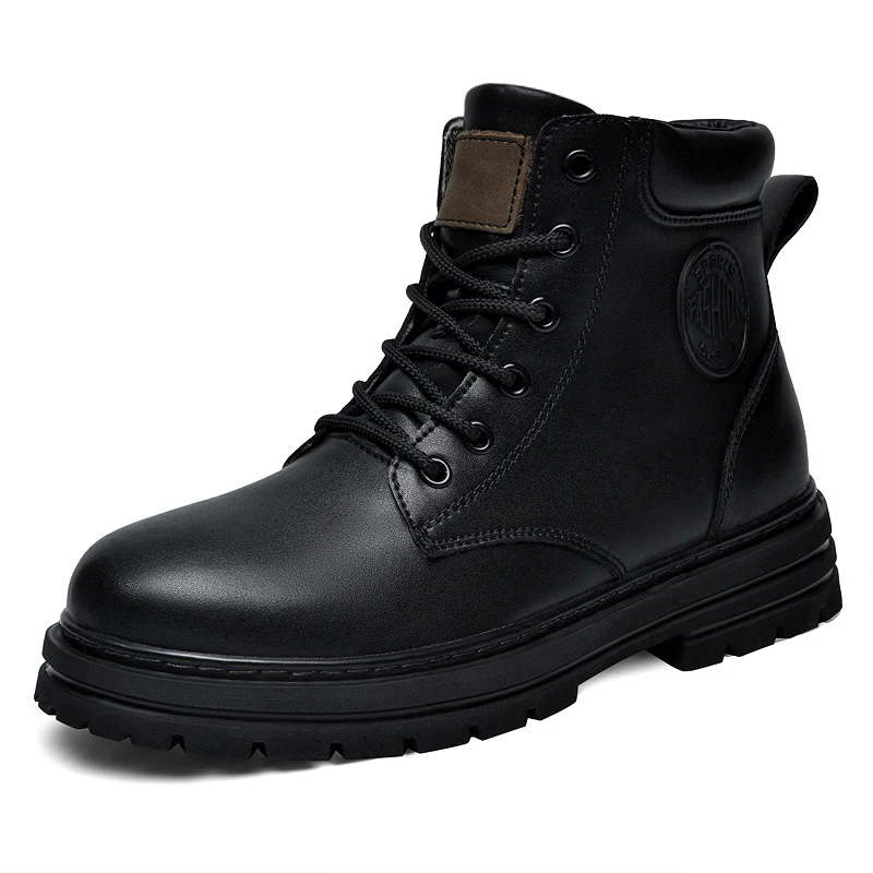 Men'S Fashion For 45 Years Old - ビッグサイズ49 50 冬用ブラックレザーブーツ メンズ レディース カップル向け