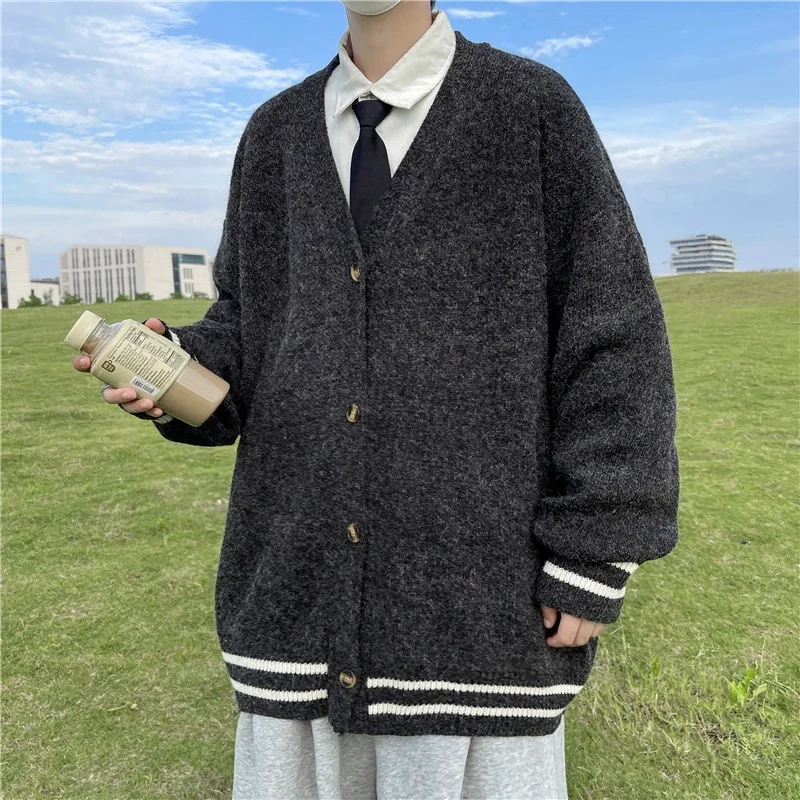 Men'S Fashion V Neck Sweater - 男性用長袖ルーズセーター,Vネック,トレンディ,カジュアル,用途の広い,秋,冬,2024