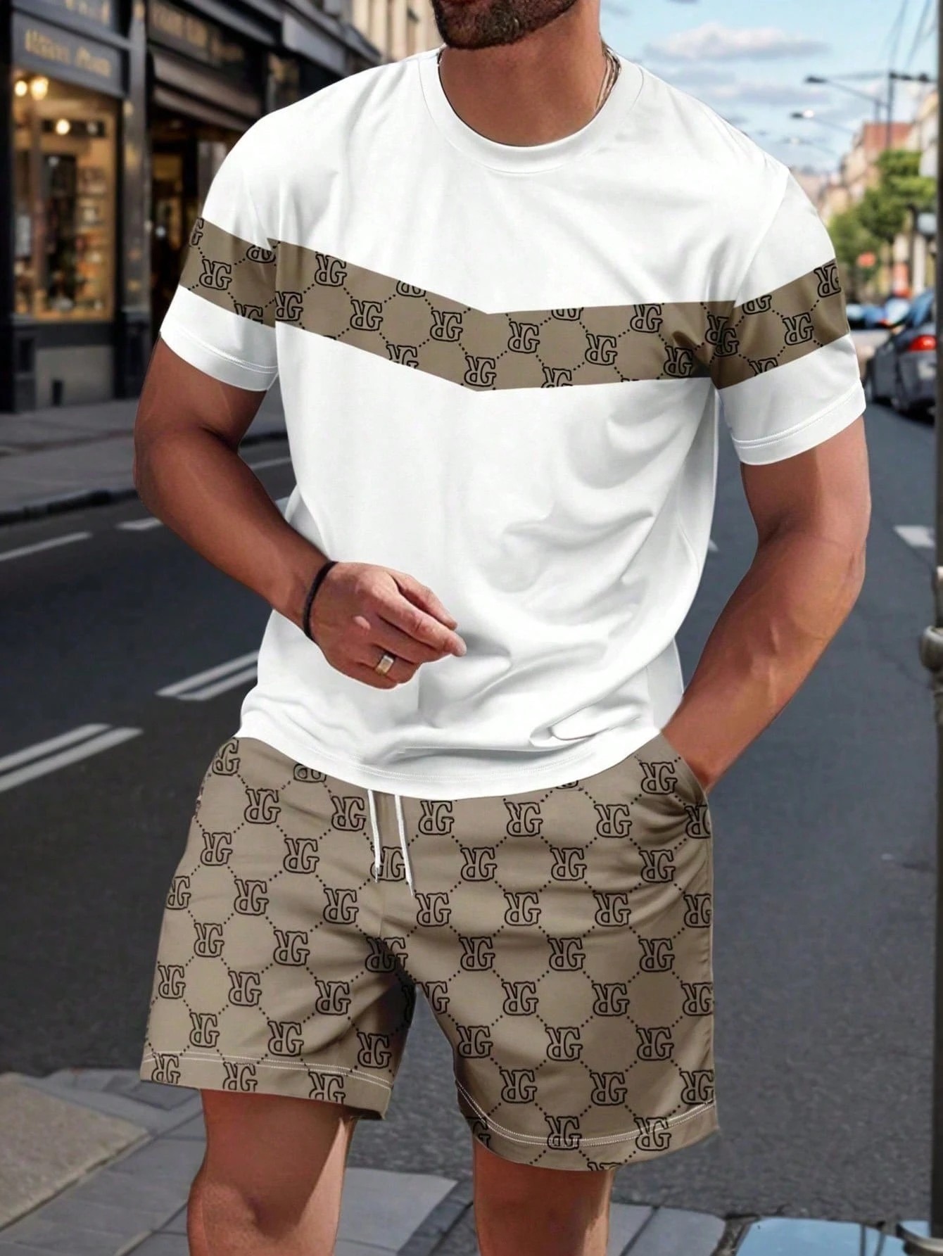 Men'S Fashion Clothing - 2026年夏メンズスーツ、3Dプリント柄入り、通気性、軽量、快適、ファッショナブル、アウトドアスタイルのメンズ服