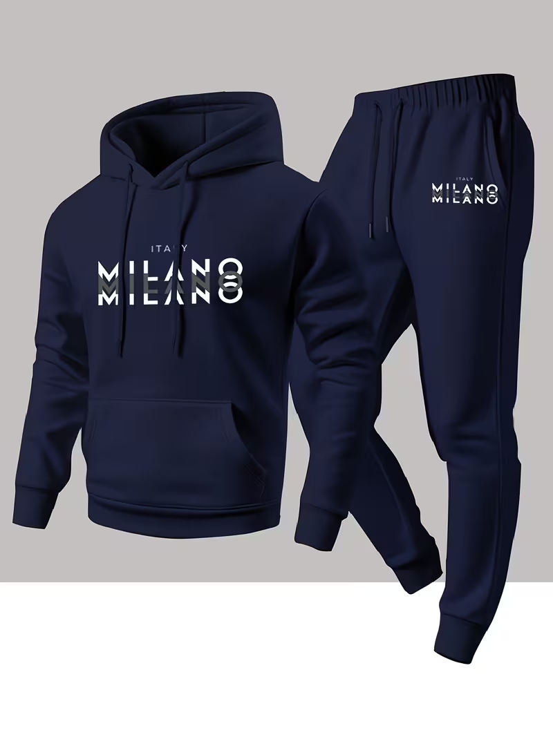 Men'S Fashion Clothing - メンズ売れ筋ファッションレタープリントセットアップ ツーピース パーカー 暖かいパンツ 冬用シンプルパーカーセット クリアランス