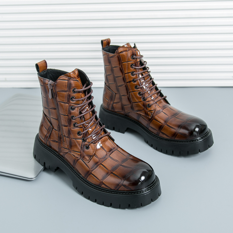 Chelsea Boots Men - 夏のメンズファッションチェルシーブーツブラックブラウンアメリカンレースアップビジネスオフィスブランドブーツトレーニングシューズサイズ38-46メンズブーツ