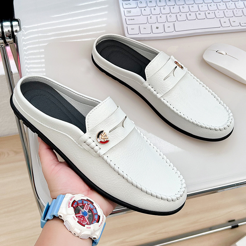 Men'S Fashion Loafers - 男性用の滑り止めレザーローファー,快適なビーチサンダル,カジュアルな運転靴,アウトドアスリッパ,ファッショナブルなスリッパ