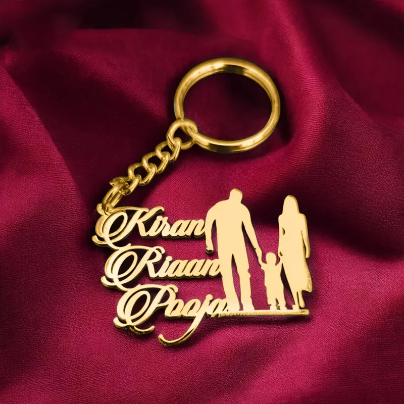 Men'S Fashion Gold Chain - 男性と女性のためのパーソナライズされた姓のキーホルダー,ステンレス鋼,パーソナライズされたネームプレート,誕生日とクリスマスのギフト