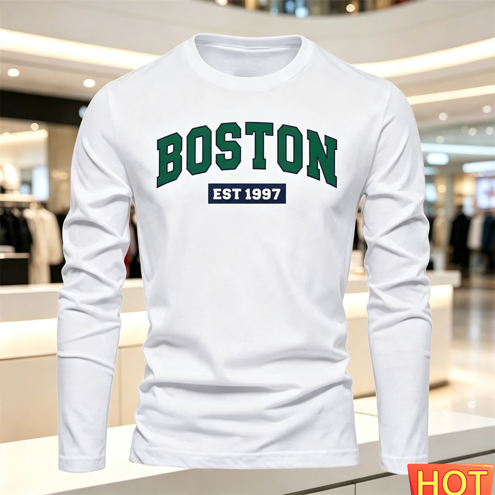 Men'S Fashion Trends - 秋夏メンズ長袖 Tシャツレターパターンラウンドネック Tシャツ多用途 Tシャツファッション男性 y2k 服ルーズトップス