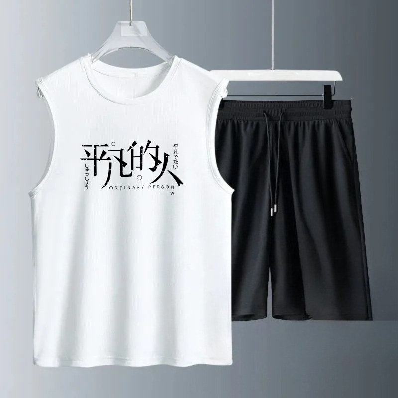 Track Suit Men - メンズタンクトップセット 2026年夏 速乾性 Y2Kトラックスーツ ビーチ 通気性