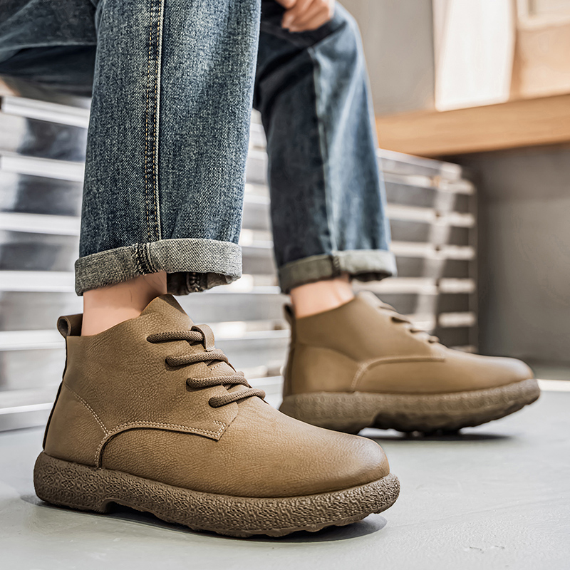 Men'S Fashion For 45 Years Old - メンズ アンクルブーツ ブラウン ショートブーツ 高級靴 パイロット向けに設計された