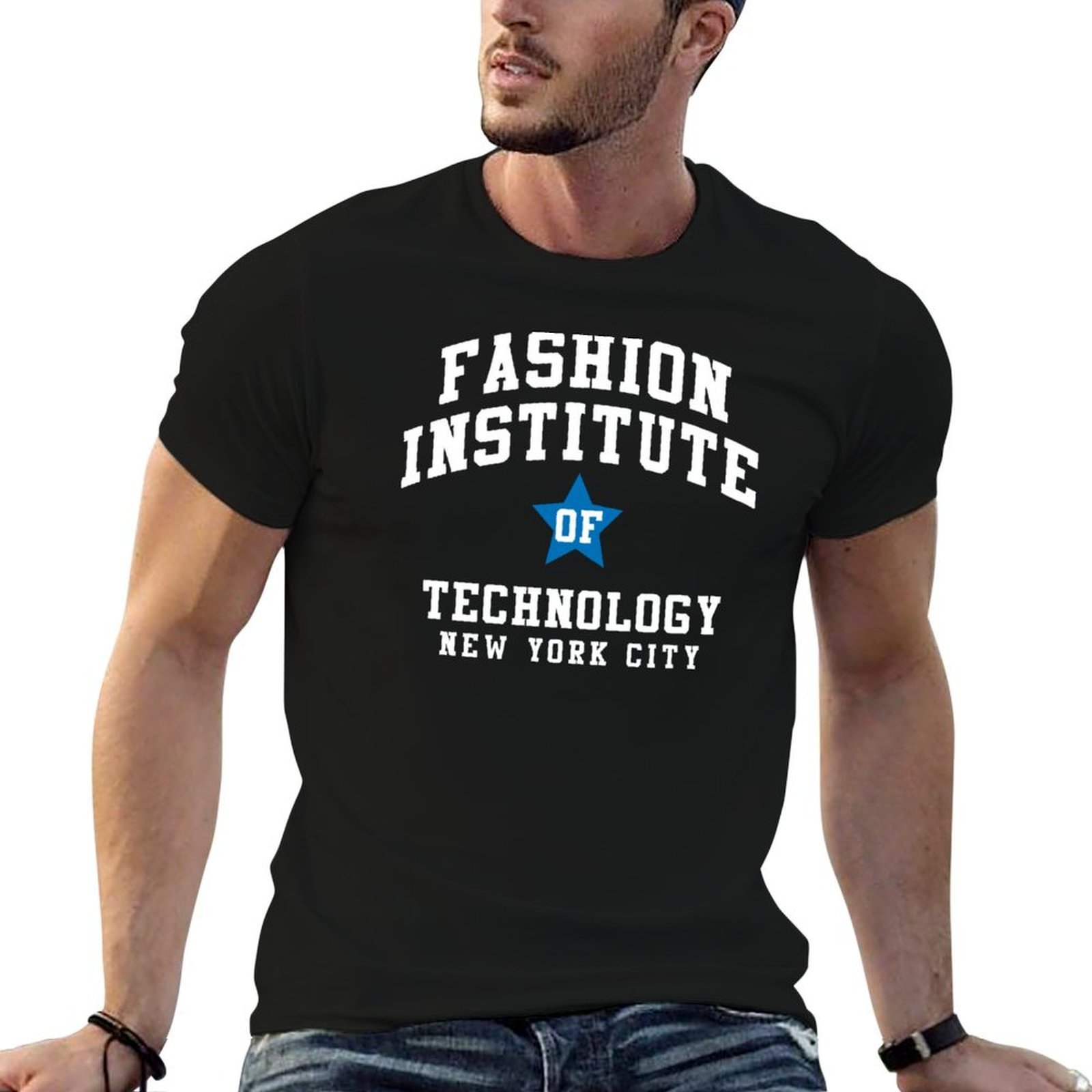Men'S Fashion Nyc - ニューヨークファッションインスティテュート - カーブドカレッジフォントTシャツ ビッグサイズ半袖Tシャツ メンズ用