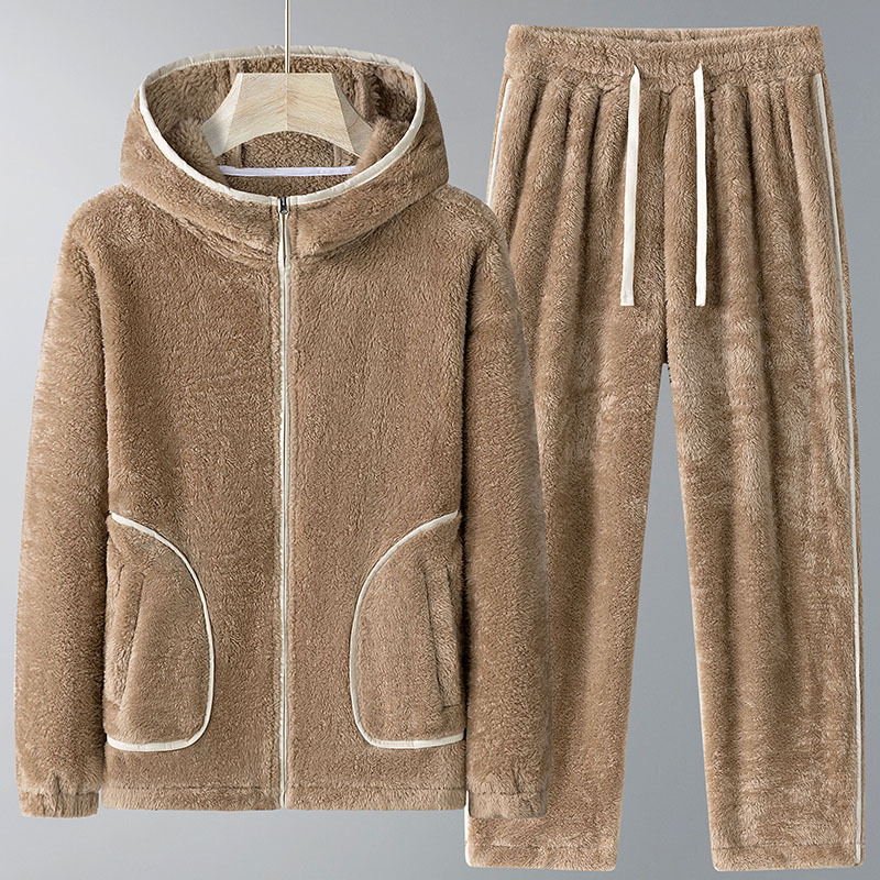 Men'S Fashion Zipper Hoodie - 2026年冬新作メンズフリース厚手パーカーセット、防風防寒、暖かくておしゃれなカジュアルツーピースセット