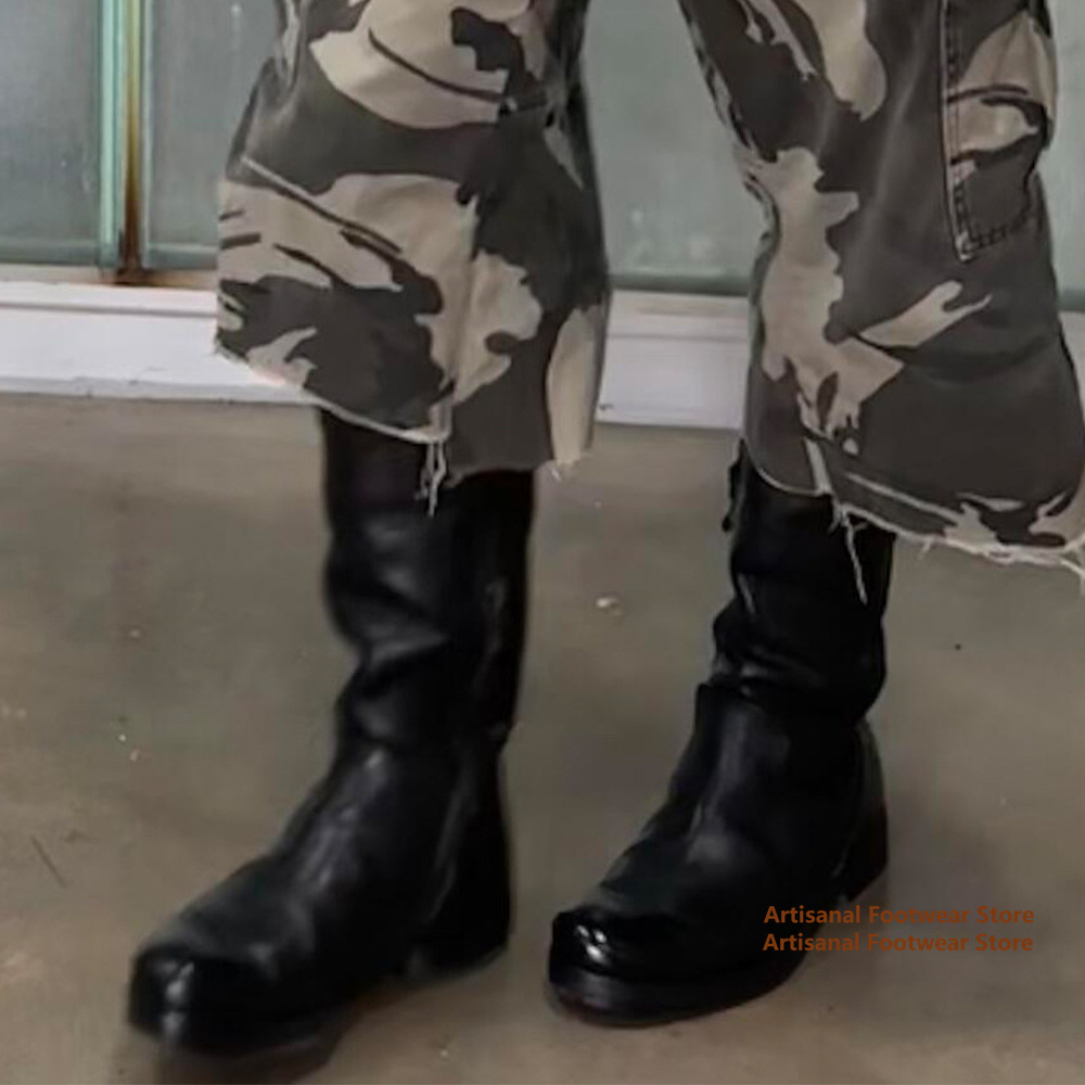 Chelsea Boots Men - ハイトップラウンドトゥオートバイブーツ男性用厚底サイドジッパーチェルシーブーツ男性ブーツ英国スタイルメンズブーツ