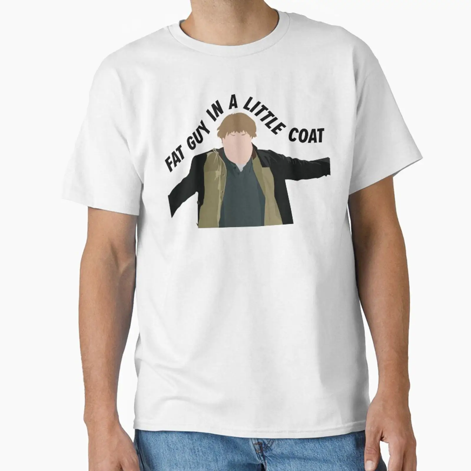 Men'S Fashion For Fat Guys - 小さなコートを着た太った男 クラシックTシャツ ヴィンテージ ウォッシュ加工 ファッション 快適