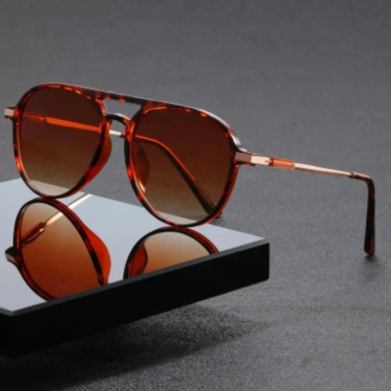 Men'S Fashion Glasses - 1 個ヴィンテージパイロットサングラス女性男性新しいファッションヒョウ高級グラデーションサングラスレディーストレンディなセクシーな色合い