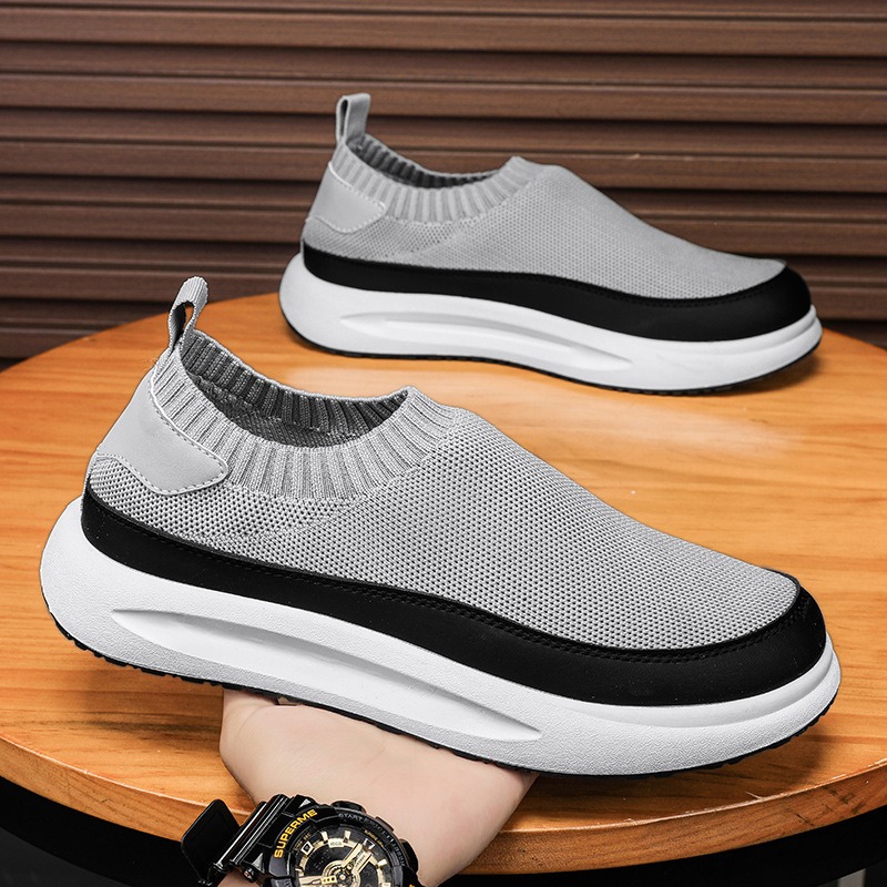 Men'S Fashion Loafers - 2025年新作 メンズシューズ 通気性メッシュ キャンバスシューズ ファッション 伸縮性ソックス
