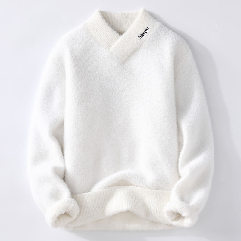 Men'S Fashion V Neck Sweater - セーター男性冬韓国スタイルメンズファッション暖かいセーター V ネック男性セーター秋メンズウールプルオーバー男性フルサイズ M-XXXL