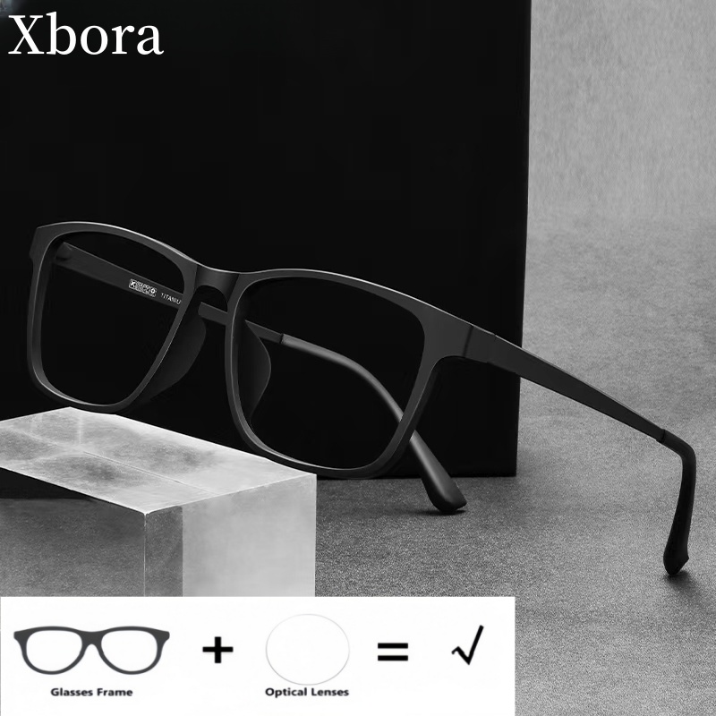 Mens Fashion Reading Glasses - Xbora TR90 チタン光学処方メンズメガネ超軽量ファッション読書近視多焦点スクエア眼鏡 HR3068