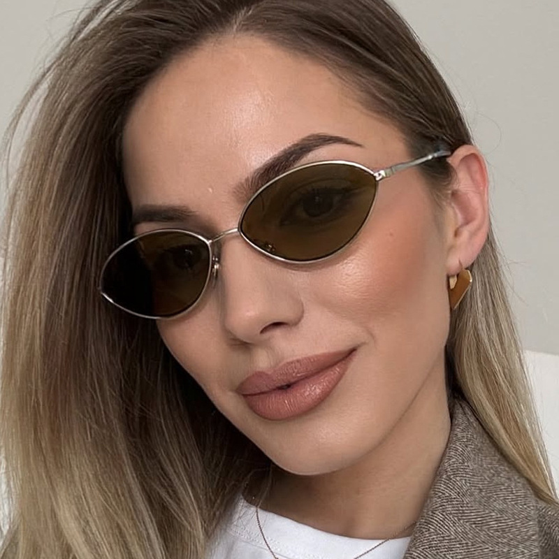 Men'S Fashion Glasses - レトロなキャットアイ女性用サングラス、ブランドデザイン、オーバル型トレンドサングラス、メタルフレームヴィンテージアイウェア、男性用サングラス