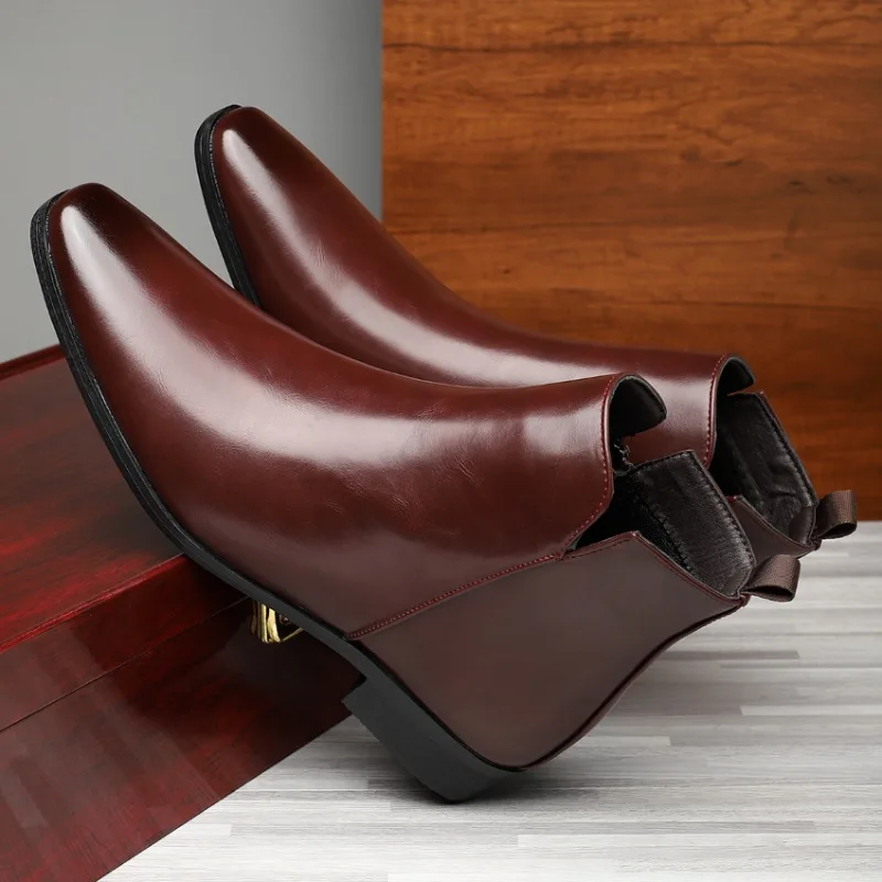 Chelsea Boots Men - 新しいメンズブーツクラシックチェルシーブーツ高級ハイトップレザーブーツファッションカジュアルアンクルブーツ男性ドレスブーツ