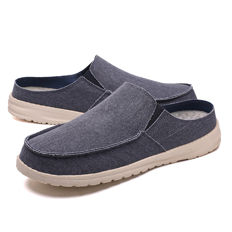 Men'S Fashion Loafers - 裸足の男カジュアル靴カバー軽量とローファー通気性ハーフドラッグキャンバスシューズデザイナーシューズファッションフラットシューズ 2025