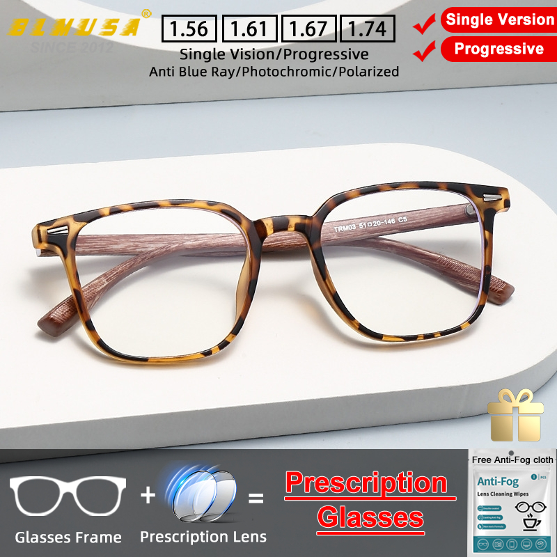 Mens Fashion Reading Glasses - BLMUSA ファッション超軽量スクエア処方近視学生メガネ抗ブルーレイ老眼鏡男性の累進眼鏡