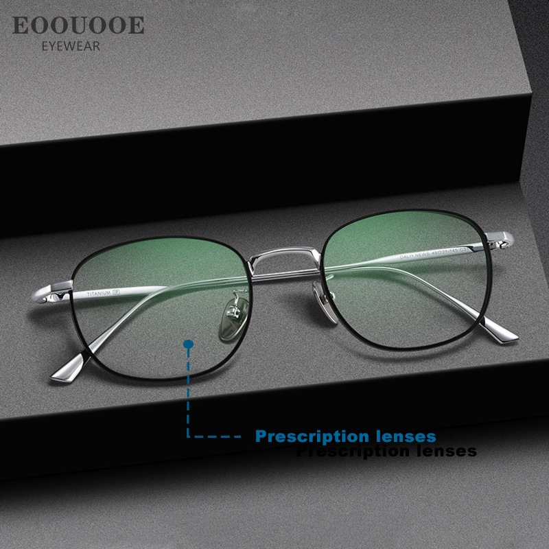 Mens Fashion Reading Glasses - 男性用の純粋なチタン製メガネ,処方箋,近視,読書,オフィスフィルター,青色光,光学,ファッション
