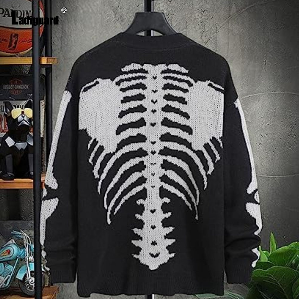 ラディガード-メンズニットスカルプリントセーター、ヴィンテー - Men'S Fashion V Neck Sweater のレビューと価格