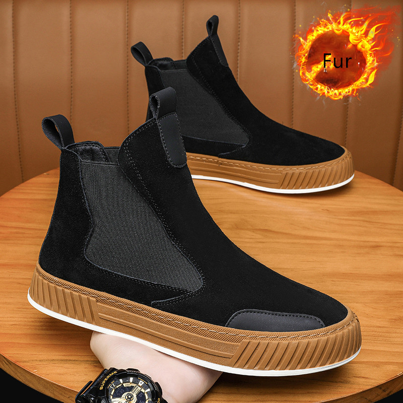 メンズシェルシースエードハイトップシューズ、ウォームぬいぐる - Chelsea Boots Men のレビューと価格