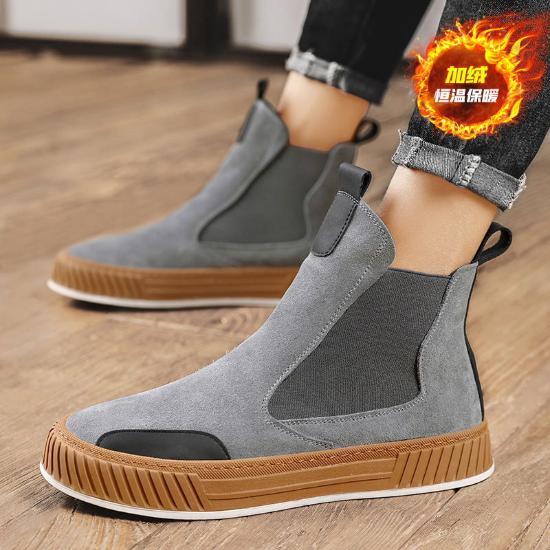メンズシェルシースエードハイトップシューズ、ウォームぬいぐる - Chelsea Boots Men のレビューと価格