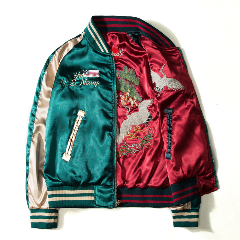 男性と女性のためのリバーシブルベースボールジャケット,ストリ - Varsity Jacket Letterman のレビューと価格