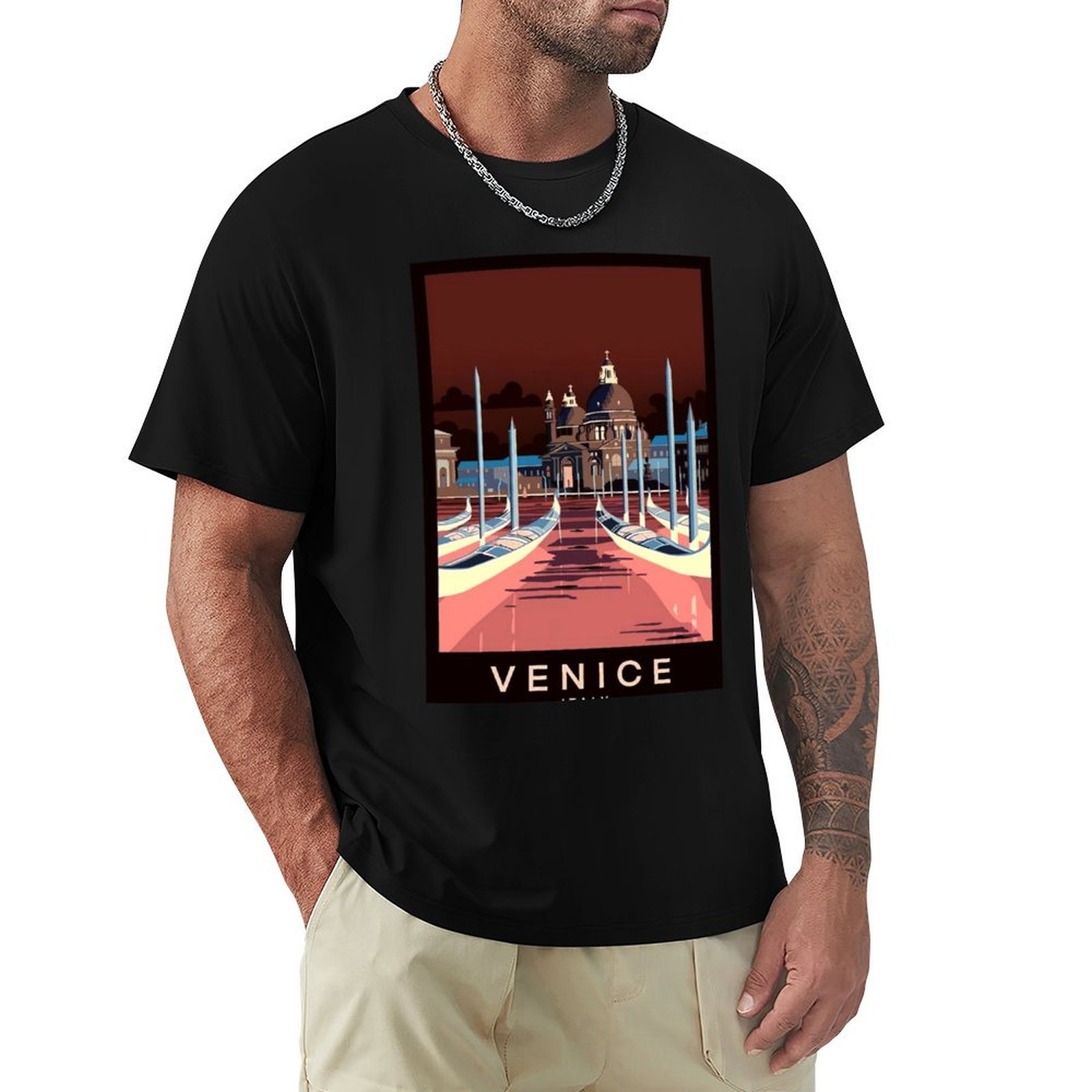 イタリア・ヴェネツィア：旅行・観光広告プリントTシャツ カジ - Men'S Fashion Venice Italy のレビューと価格