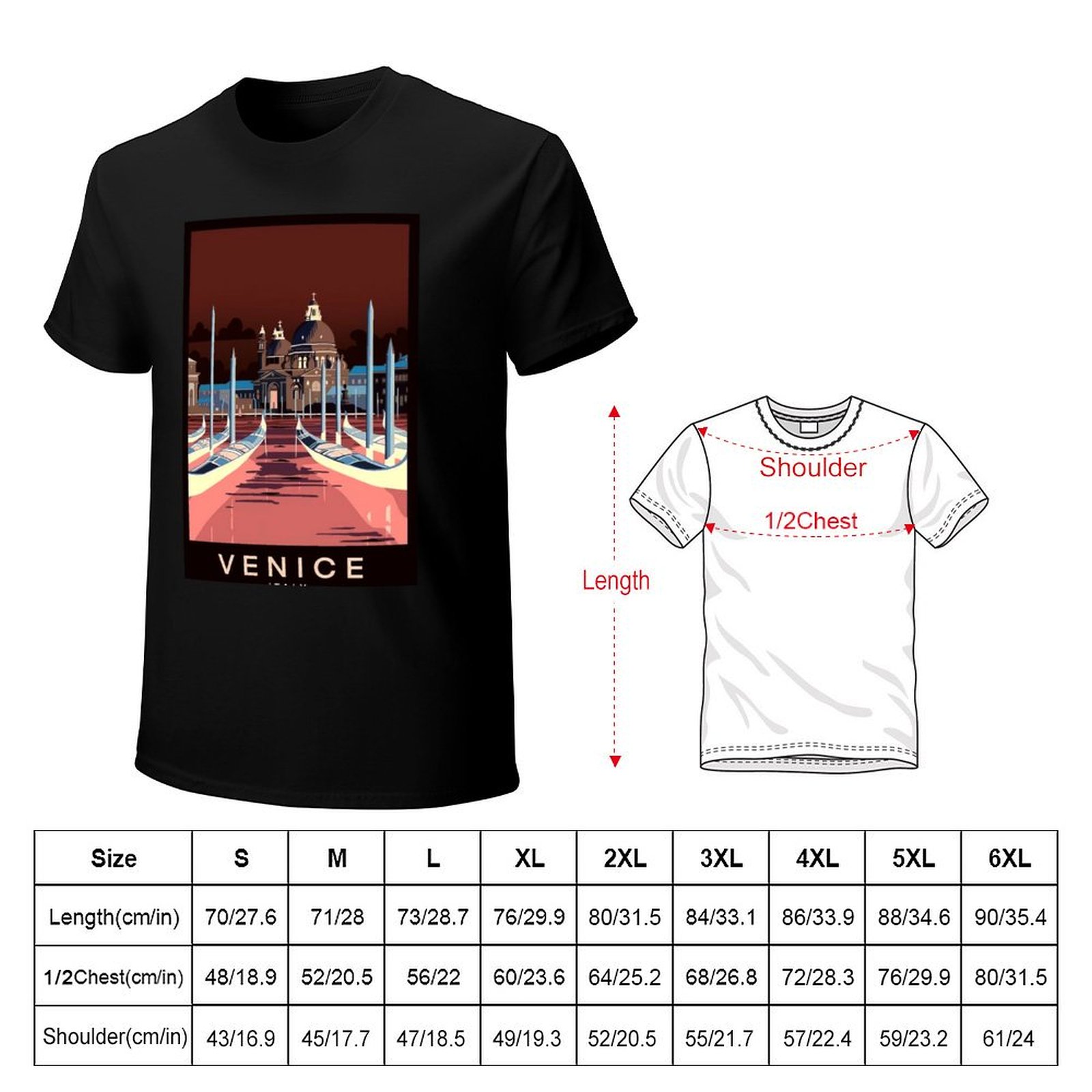 イタリア・ヴェネツィア：旅行・観光広告プリントTシャツ カジ - Men'S Fashion Venice Italy のレビューと価格