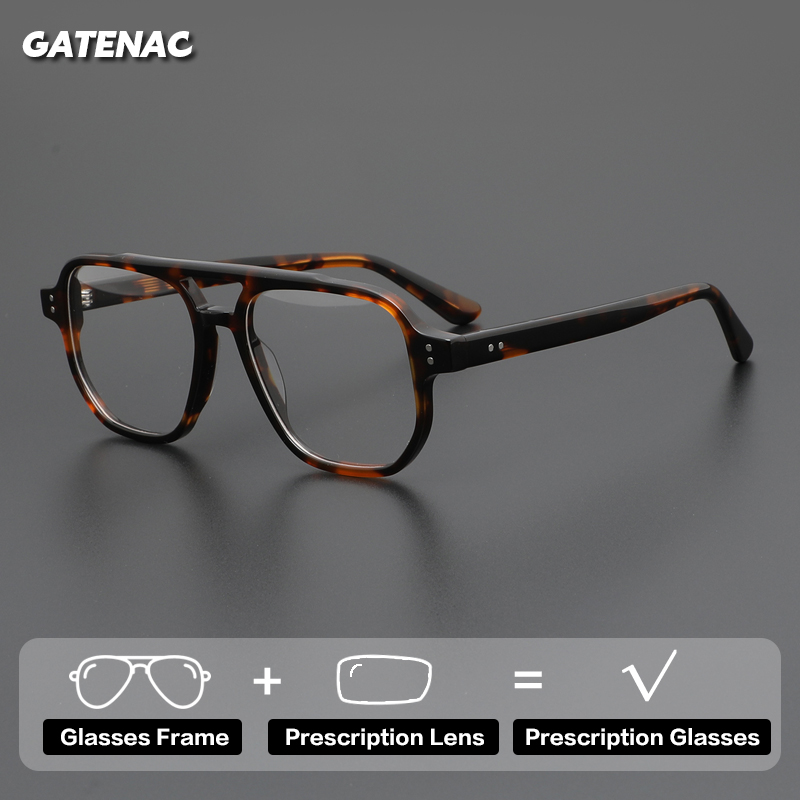 Gatenac ファッションアセテート処方メガネ男性パイロッ - Mens Fashion Reading Glasses のレビューと価格