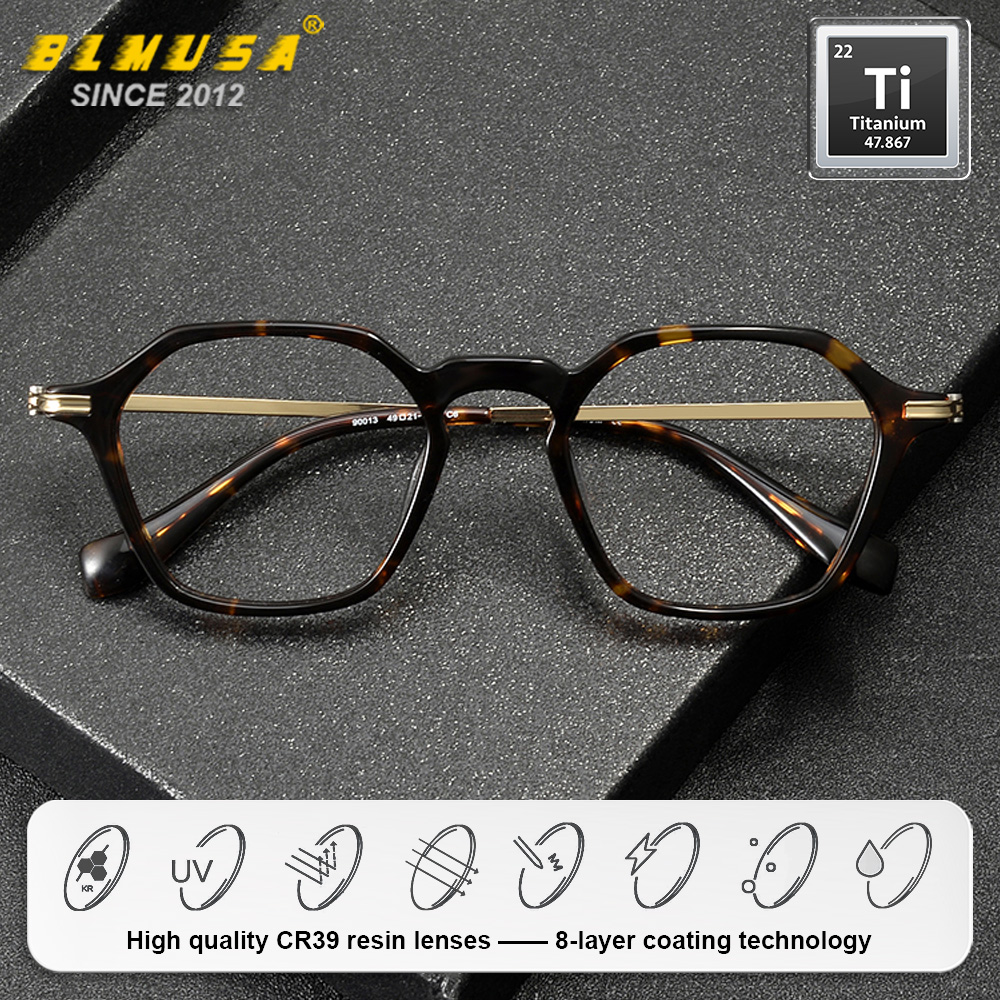 BLMUSA (S) ファッション男性純チタン多角形フレーム - Mens Fashion Reading Glasses のレビューと価格
