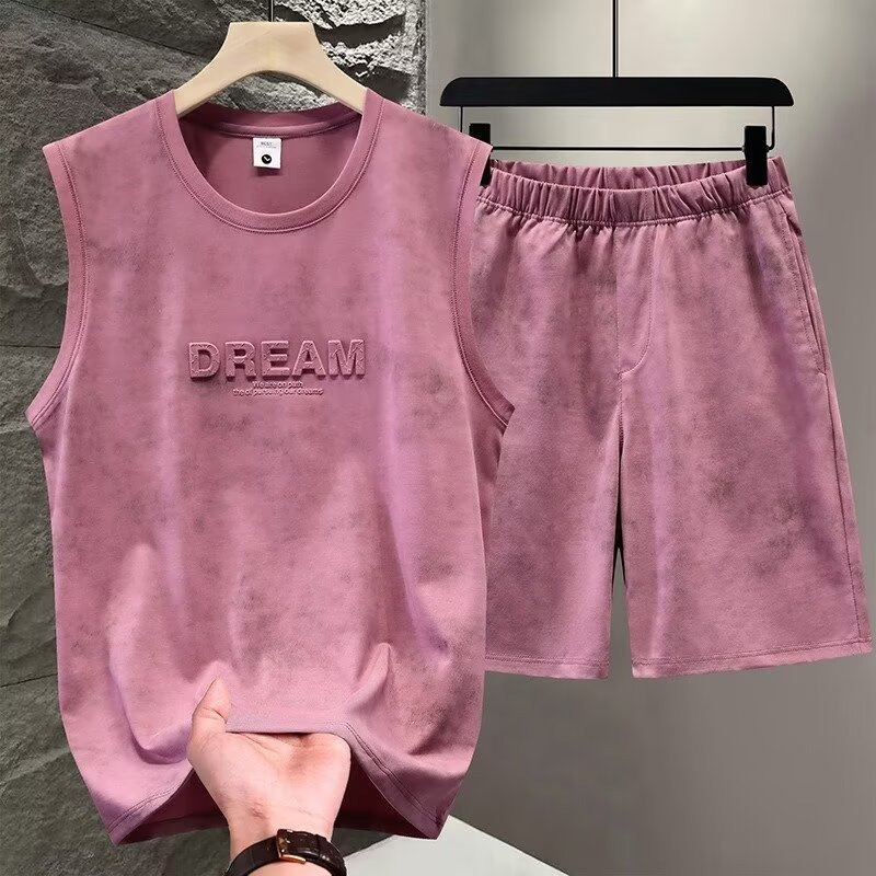 夏用2ピースタイダイベストセット メンズ ツーピース ノース - Track Suit Men のレビューと価格