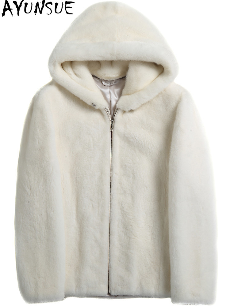 AYUSNUE 天然ミンクコート男性高級服ファッション冬ジャ - Men'S Fashion Zipper Hoodie のレビューと価格