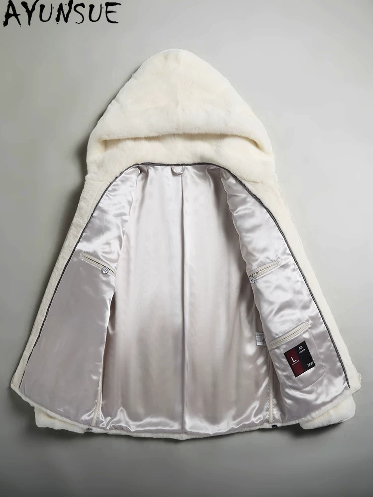 AYUSNUE 天然ミンクコート男性高級服ファッション冬ジャ - Men'S Fashion Zipper Hoodie のレビューと価格
