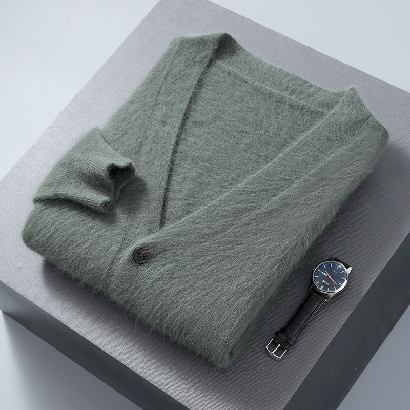 メンズ長袖ベルベットカーディガン,セーター,暖かいセーター, - Men'S Fashion V Neck Sweater のレビューと価格