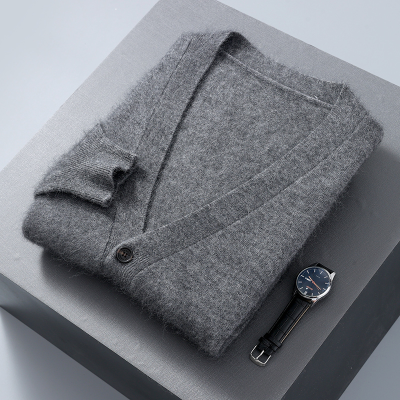 メンズ長袖ベルベットカーディガン,セーター,暖かいセーター, - Men'S Fashion V Neck Sweater のレビューと価格