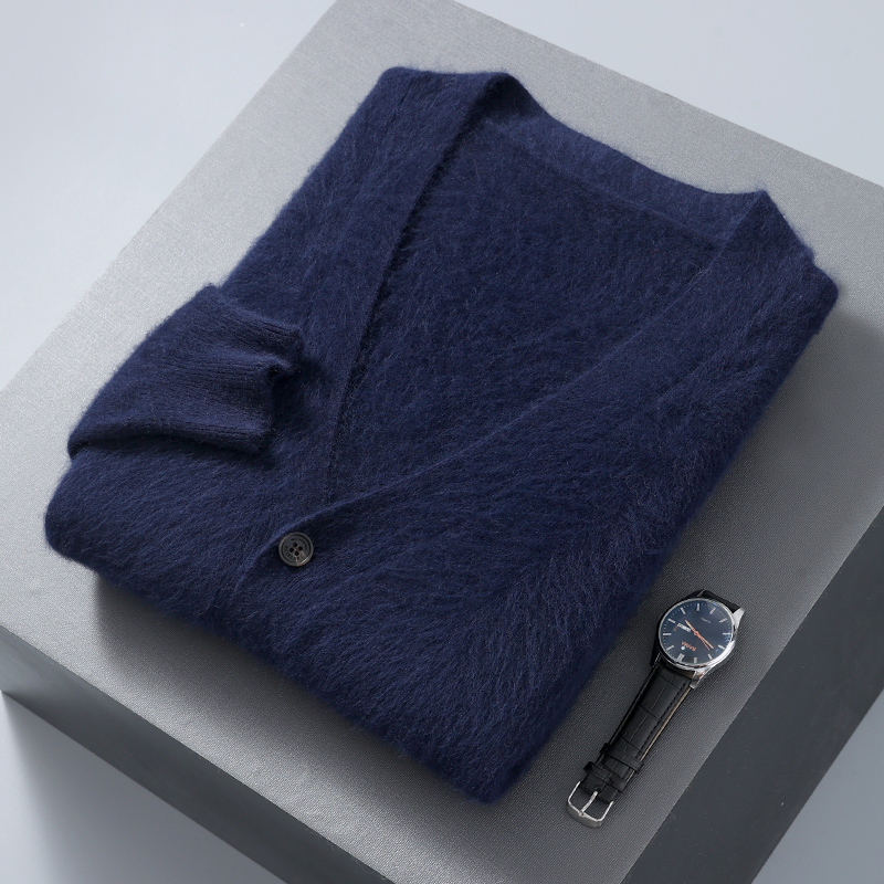 メンズ長袖ベルベットカーディガン,セーター,暖かいセーター, - Men'S Fashion V Neck Sweater のレビューと価格