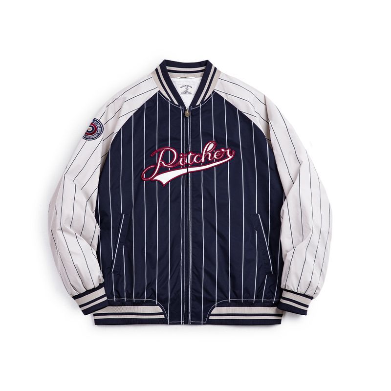 マデン アメリカン レトロ ストライプ ベースボールジャケッ - Varsity Jacket Letterman のレビューと価格