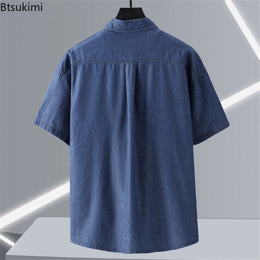 メンズプラスサイズ純綿デニム半袖シャツオーバーサイズ太め体型 - Men'S Fashion For Fat Guys のレビューと価格