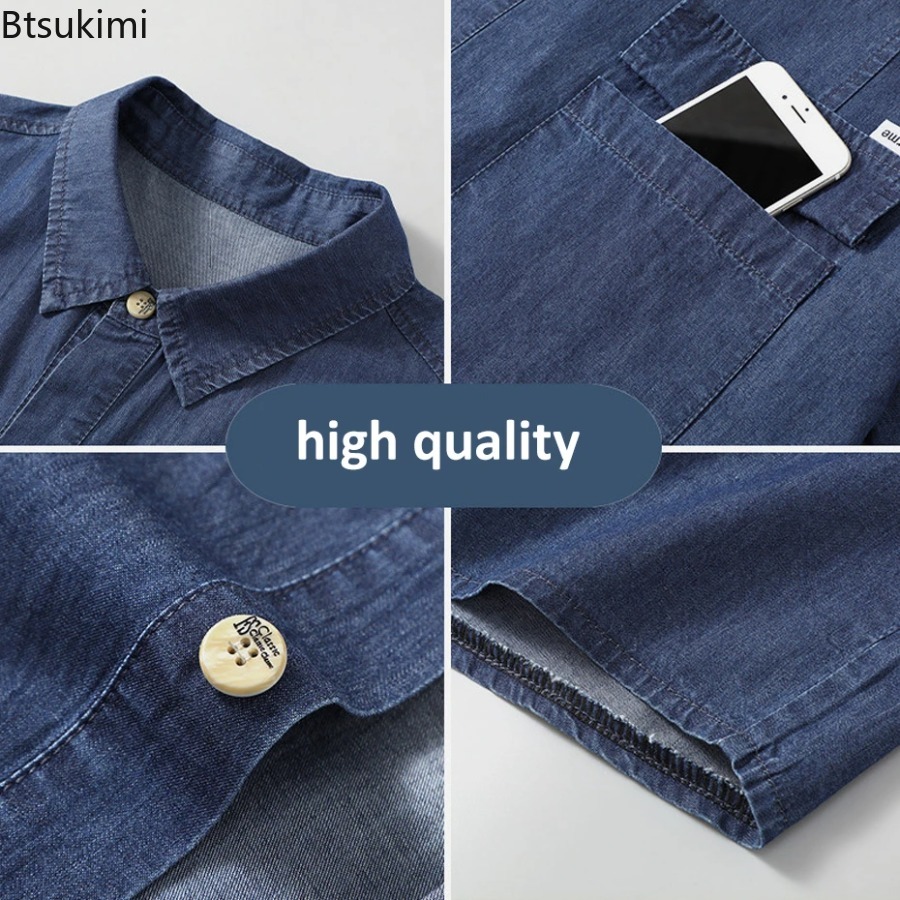 メンズプラスサイズ純綿デニム半袖シャツオーバーサイズ太め体型 - Men'S Fashion For Fat Guys のレビューと価格