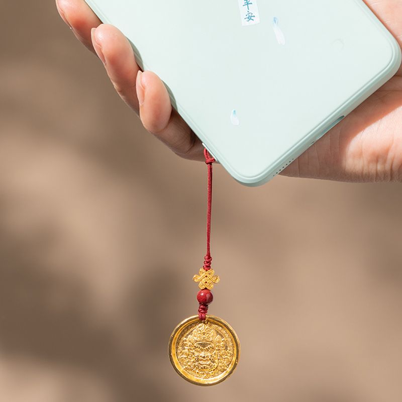 オリジナル銅メッキチベットフォーチュン電話キーチェーン黄色富 - Men'S Fashion Gold Chain のレビューと価格
