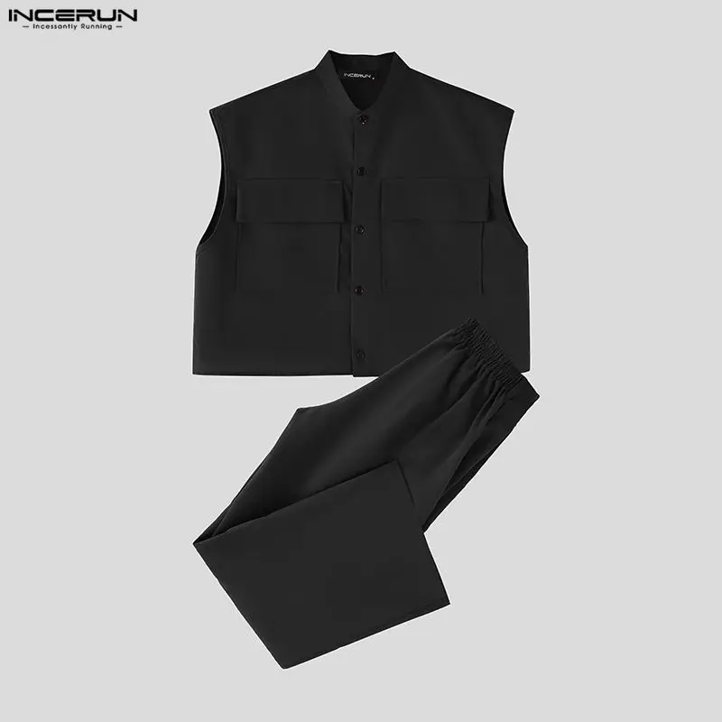 INCERUN 男性セット固体ノースリーブクロップトップスシ - Track Suit Men のレビューと価格
