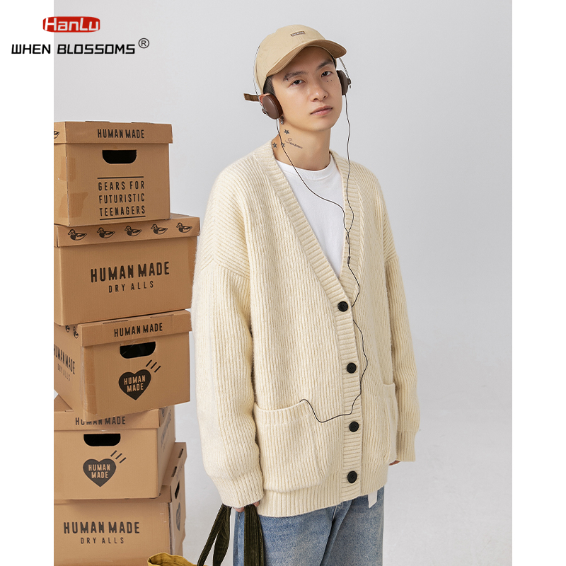 男性用シングルブレストカーディガン、ポケット付きニットコート - Men'S Fashion V Neck Sweater のレビューと価格