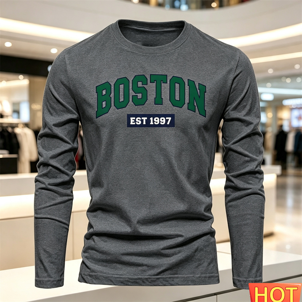 秋夏メンズ長袖 Tシャツレターパターンラウンドネック Tシャ - Men'S Fashion Trends のレビューと価格