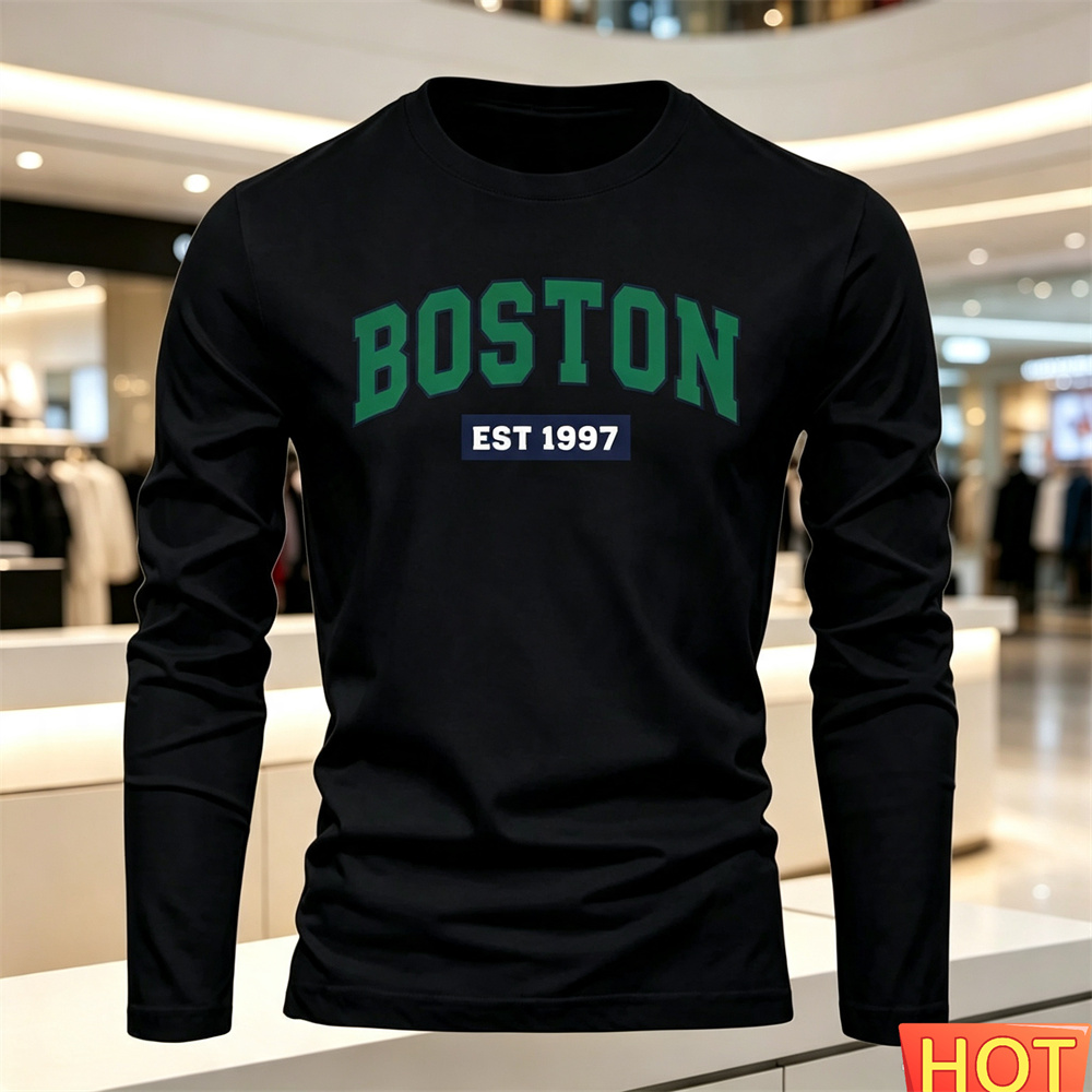 秋夏メンズ長袖 Tシャツレターパターンラウンドネック Tシャ - Men'S Fashion Trends のレビューと価格