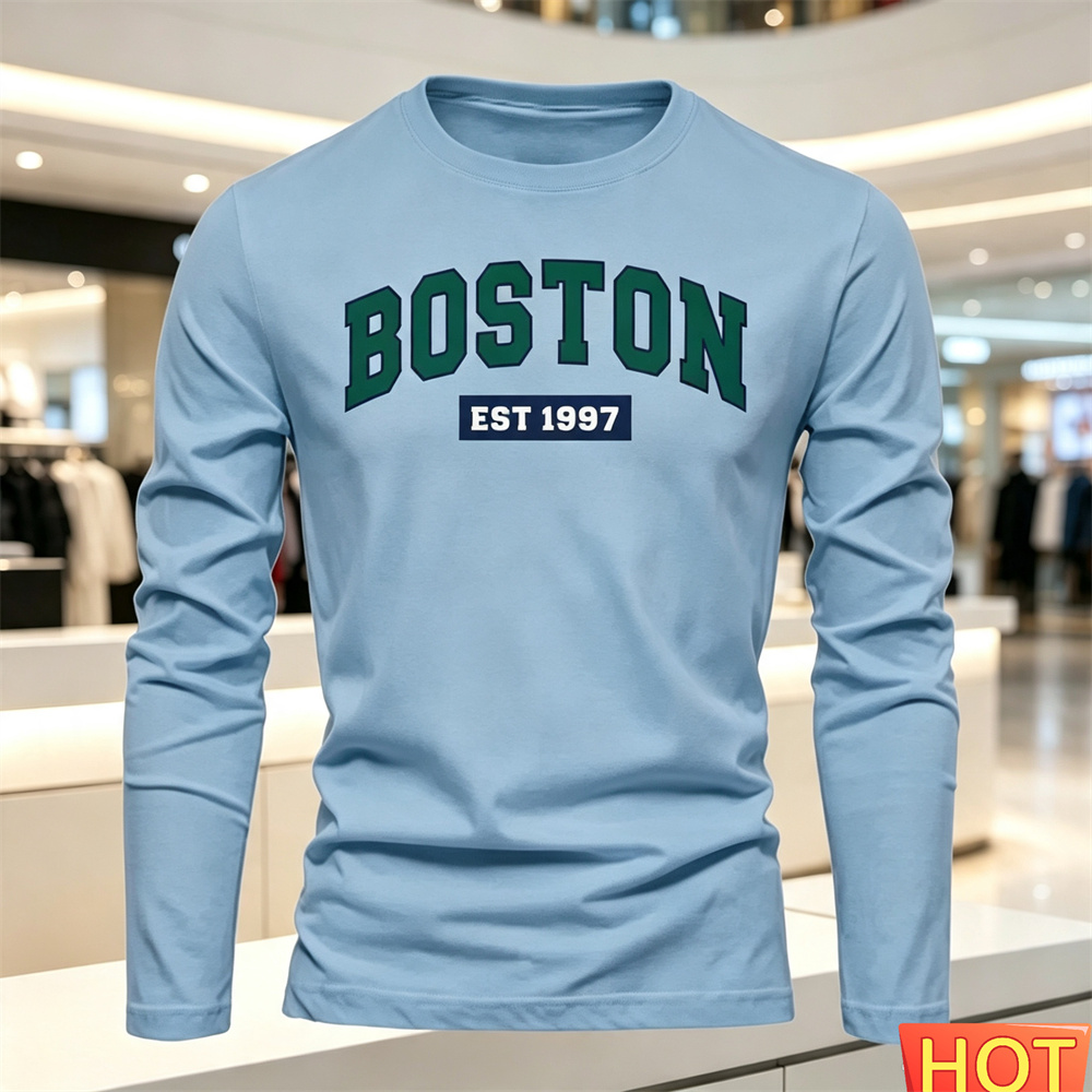 秋夏メンズ長袖 Tシャツレターパターンラウンドネック Tシャ - Men'S Fashion Trends のレビューと価格