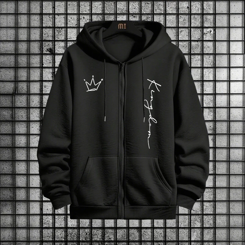 キングレタープリントパーカーとスウェットパンツメンズセット秋 - Men'S Fashion Zipper Hoodie のレビューと価格
